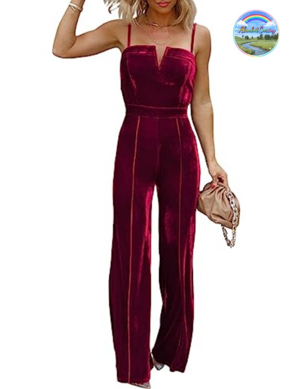 BLENCOT Women Sleeveless Velvet Jumpsuit Dressy Romper Wide Leg